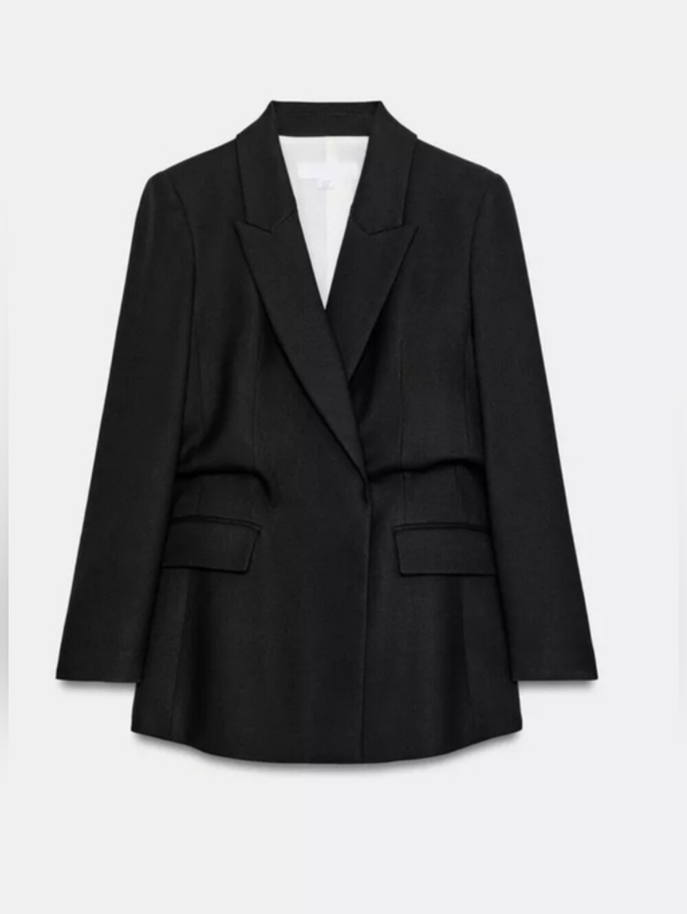 ZARA DOUBLE BREASTED Blazer With Puff WAIST Shoulder Pad SIze S